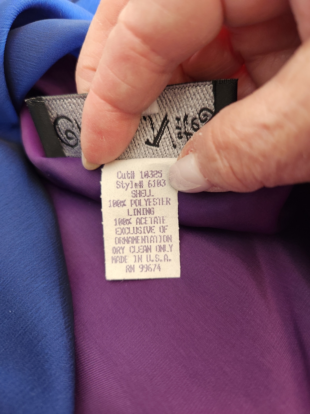 Royal Blue Chiffon Dress With Purple Lining Sleeveless Sheath Dress - Picture 5 of 7